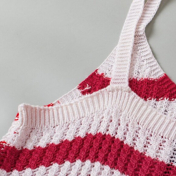 Red Stars and Stripes Flag Pattern Knitted Tank - Picture 12 of 13